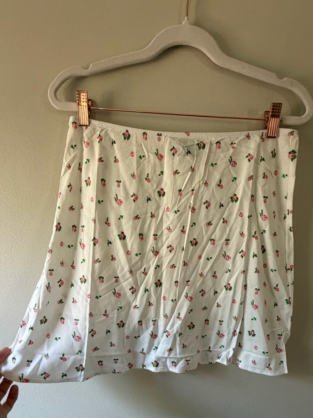 ASOS- White Mini Skirt with Pink & Green Floral Print